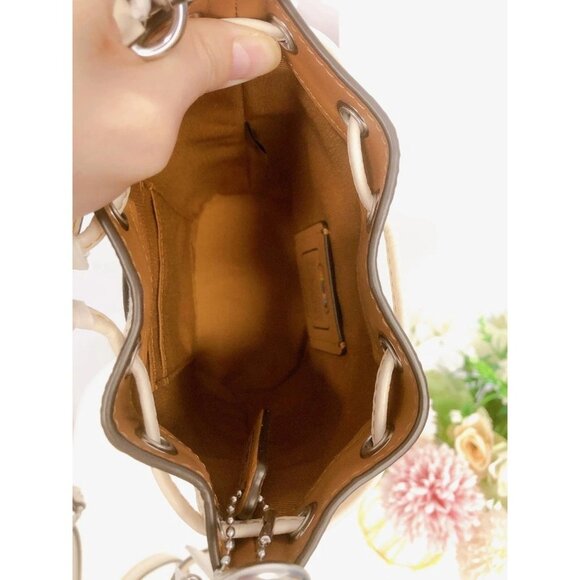 Coach CJ661 Mini Dempsey Bucket Bag In Signature Jacquard With Rainbow Stripe - Picture 4 of 6